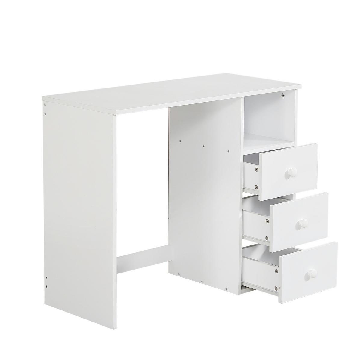 ETAGENBETT 90/200 cm in Weiß & Natur mit Schreibtisch, 3 Schubladen und Regal - Weiß/Naturfarben, Holz/Holzwerkstoff (90/200cm) - CHICFURN