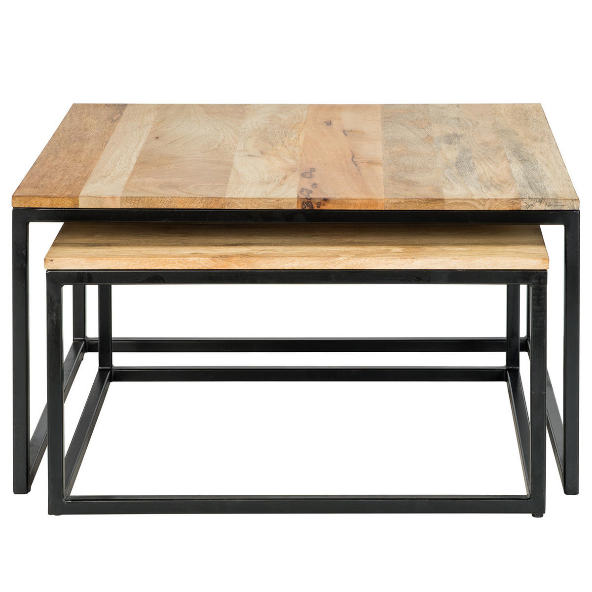 COUCHTISCH-SET - Mango / Schwarz, 2-teilig - Schwarz/Naturfarben, Holz (75/75/40cm) - home24