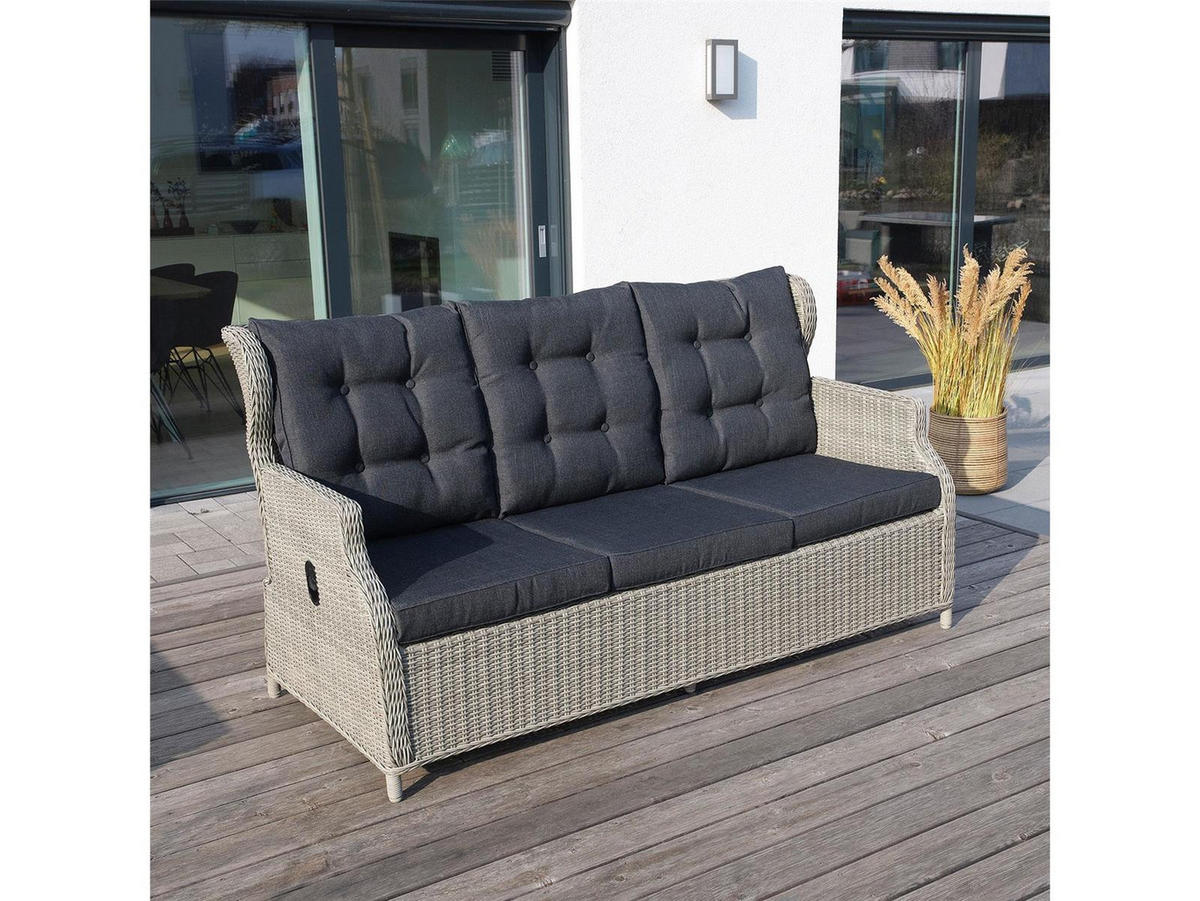 GARTEN-SITZGRUPPE Bilbao Grau Polyrattan für 7 Personen - Grau, Naturmaterialien - Green Spirit