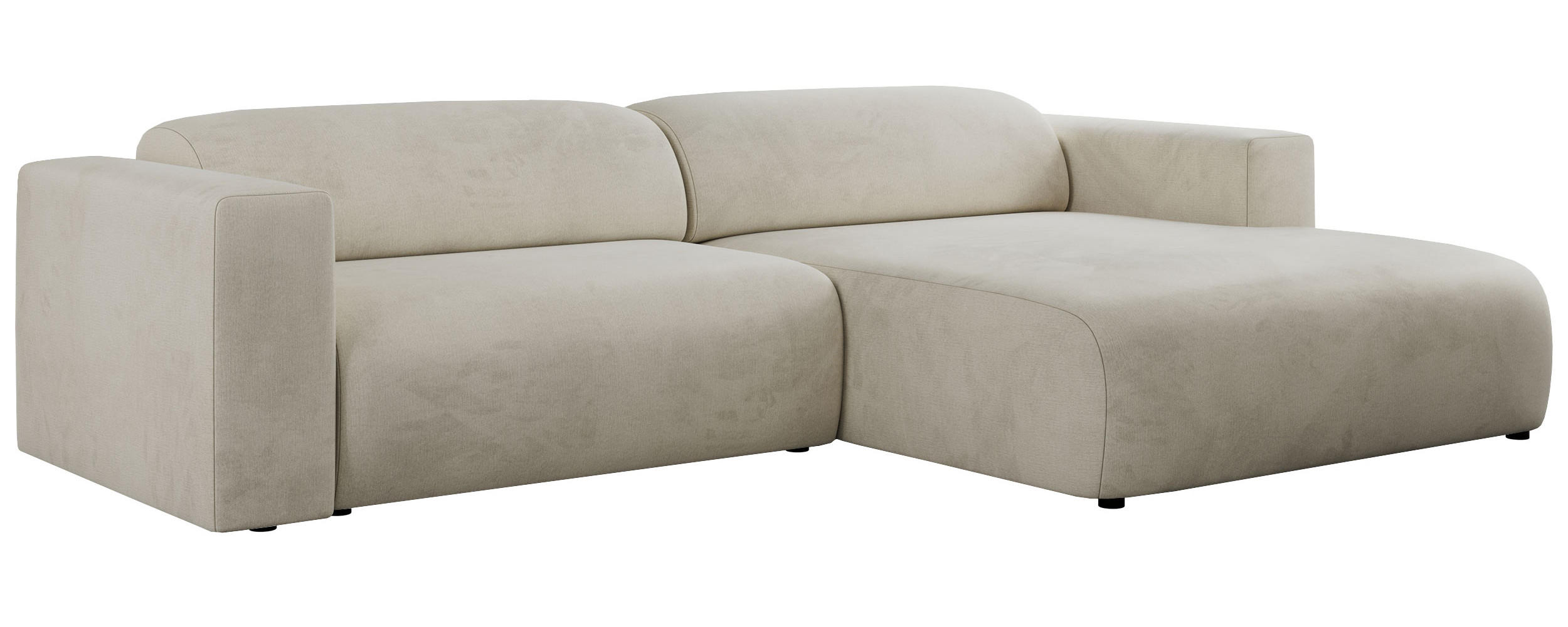 ECKSOFA PASADENA Beige Velvet - Rechts Seite - Beige/Schwarz, Kunststoff/Textil (180/288cm) - MKS