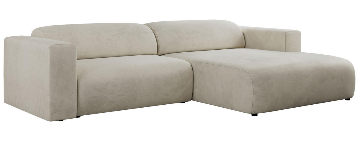 ECKSOFA PASADENA Beige Velvet - Rechts Seite - Beige/Schwarz, Kunststoff/Textil (180/288cm) - MKS