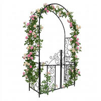 ROSENBOGEN Schwarz Eisen mit Doppeltor 230x130 cm - Schwarz, Metall (130/230/38cm) - Relaxdays