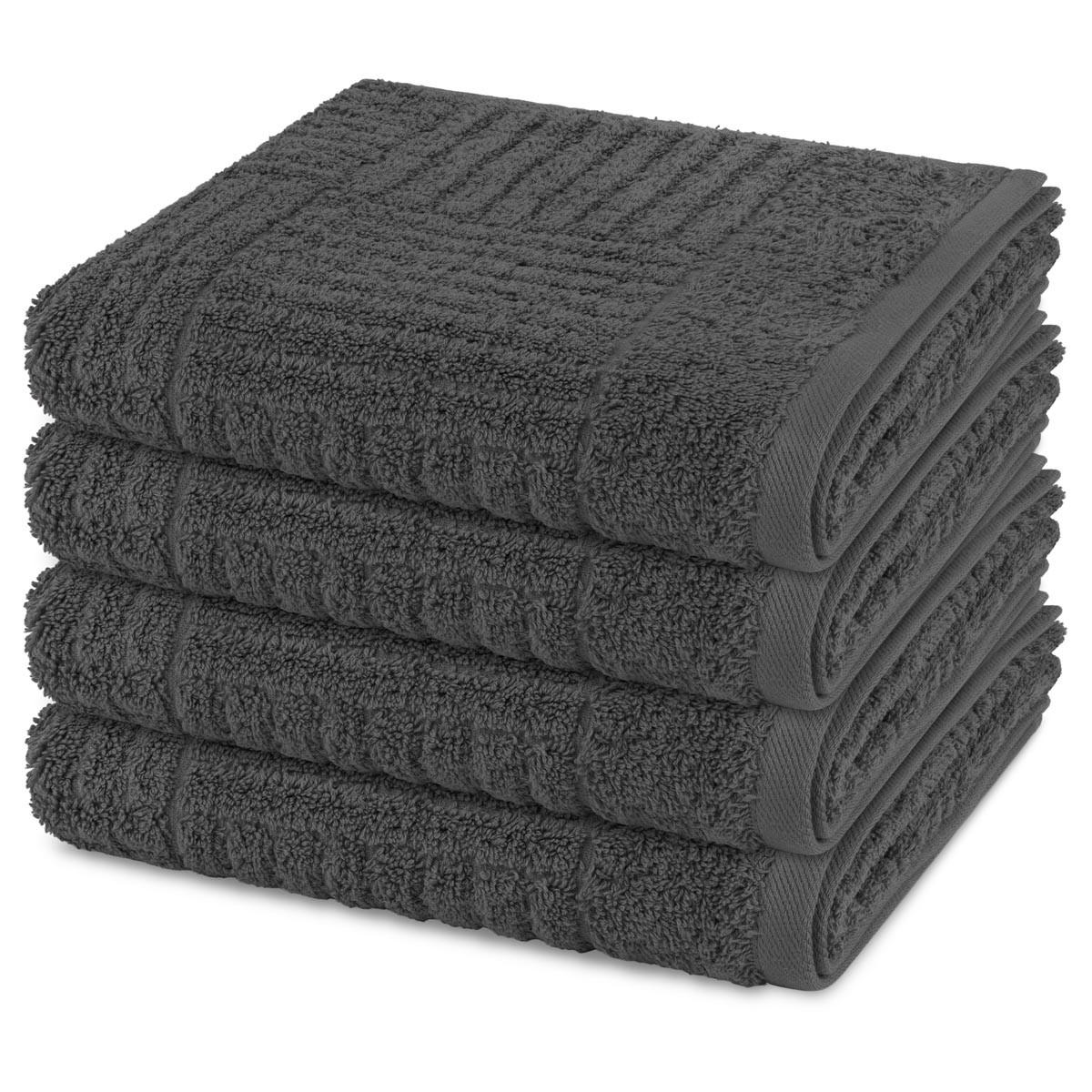 HANDTUCH Carre 4er-Set - Dunkelgrau, Textil (50/100cm) - Ross