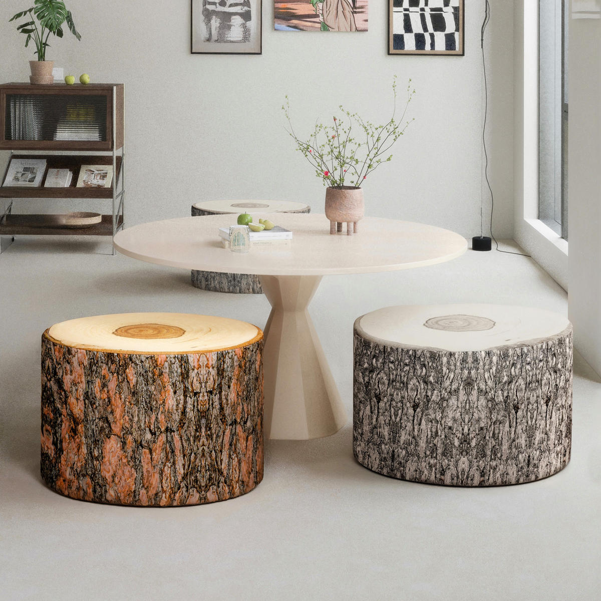 POUF Baummuster 1 Stück Grau - Grau, Textil (48/40.6/60.9cm) - Vercart