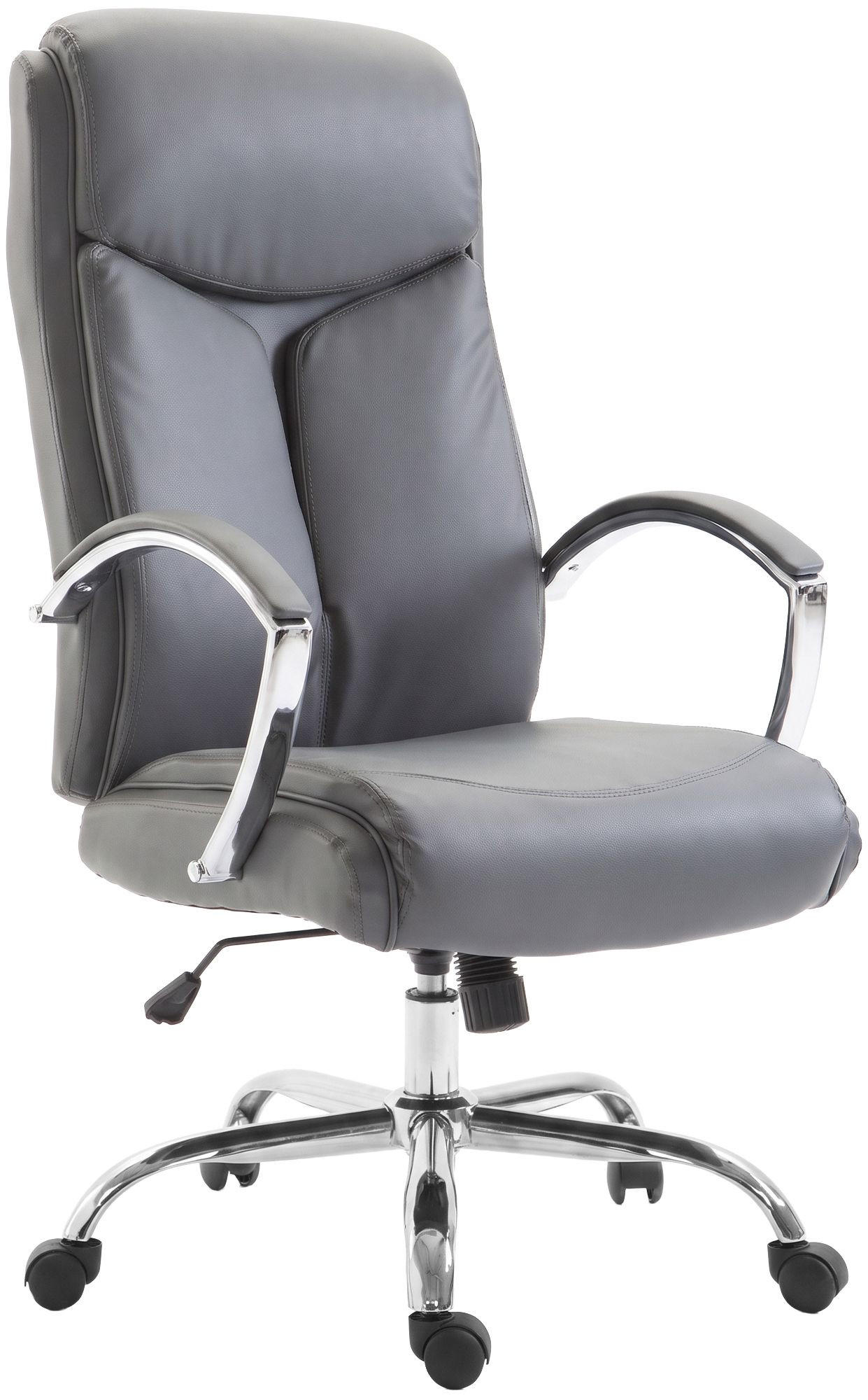 DREHSTUHL Lederlook Grau - Chromfarben/Grau, Textil/Metall (65/115/73cm) - CLP