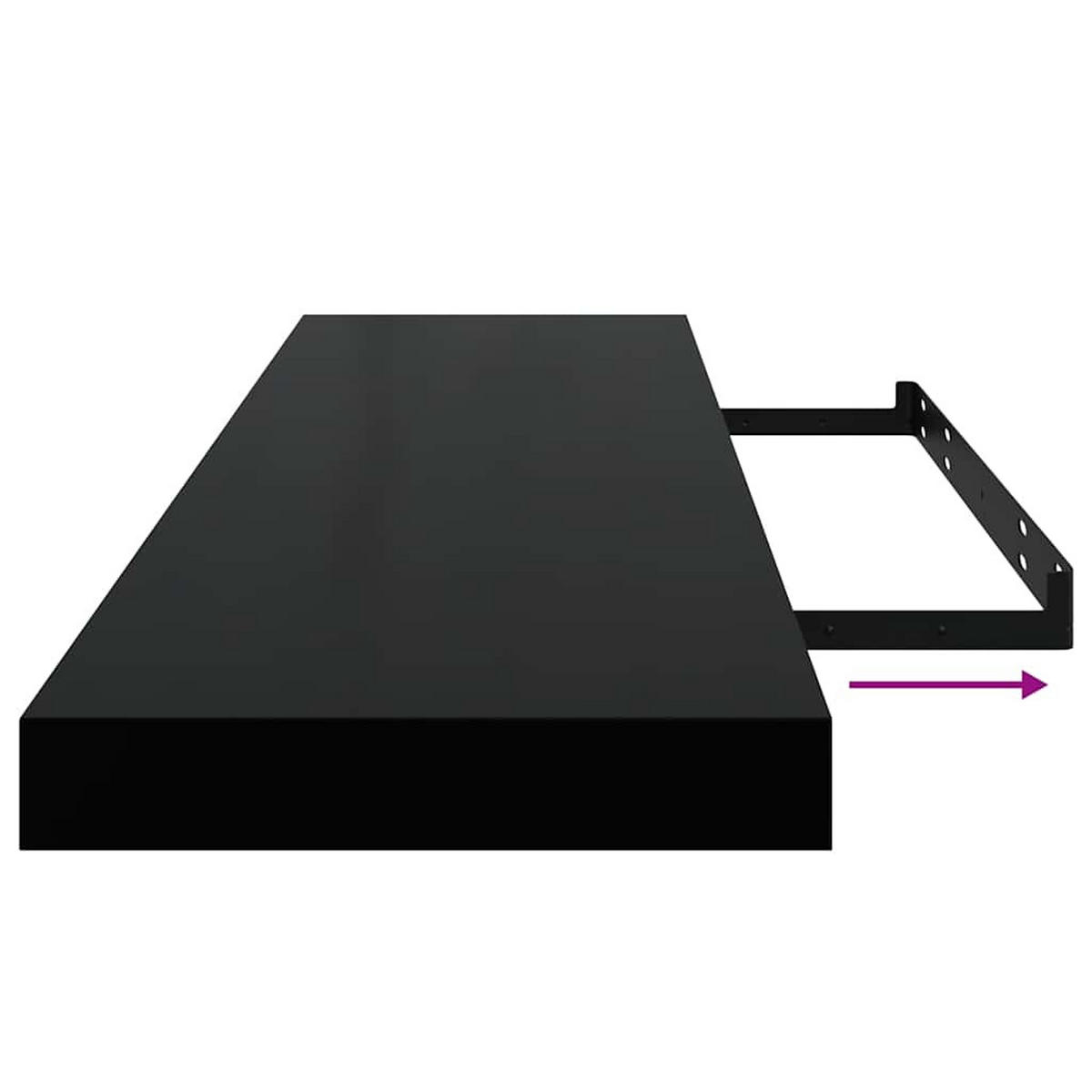 SCHWEBEREGAL Schwarz 90/23,5/3,8 Cm Mdf - Schwarz, Holzwerkstoff (23.5/3.8/90cm) - vidaXL