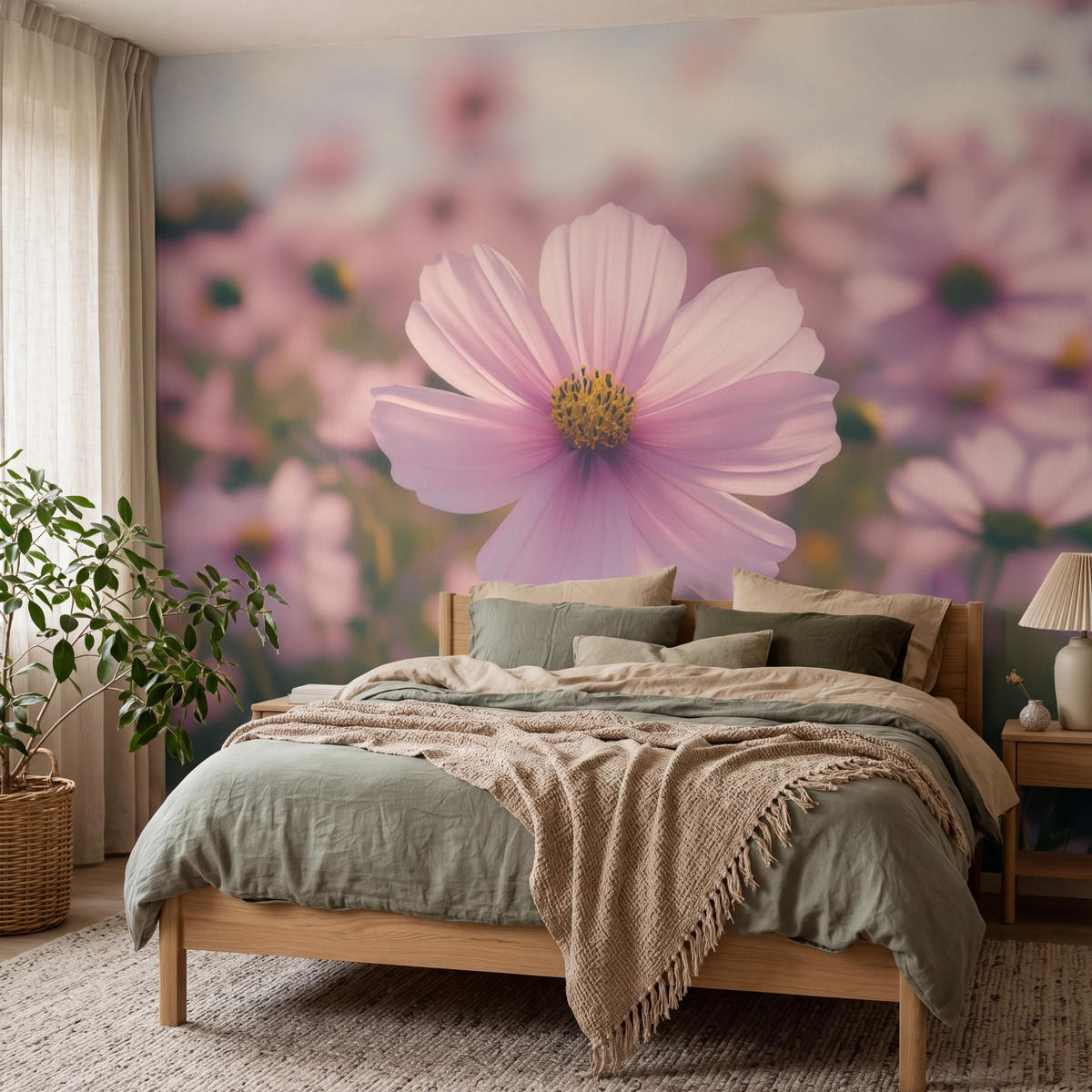 TAPETE - Blumen - Lila - Unscharf - 350x300 cm - Rosa, Papier (350/300cm) - OnlyWow