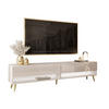 LOWBOARD TV-Schrank CALANTE 180 cm auf schrägen goldenen Chrom-Beinen - Beige/Goldfarben, Holzwerkstoff/Metall (180/43/35cm) - Lookway