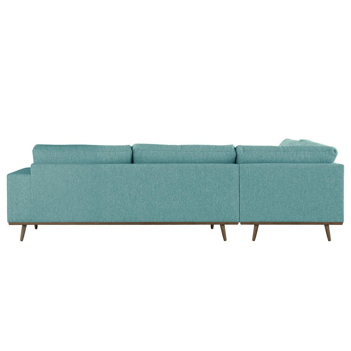 ECKSOFA mit Ottomane - Eichefarben/Petrol, Eichenholz/Textil (287/219cm) - home24