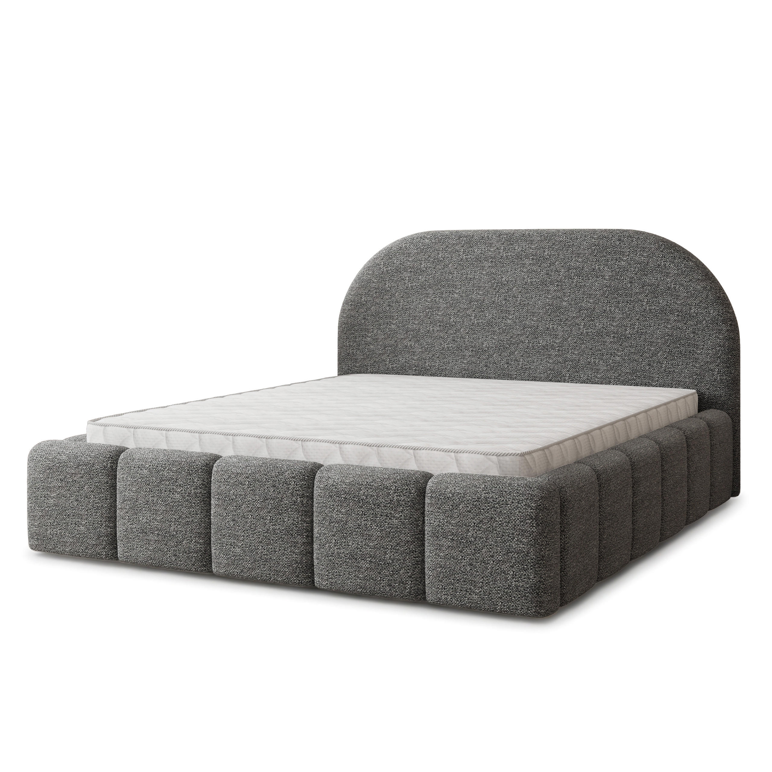 POLSTERBETT FLUSSO 140x200 cm mit Bettkästen - Grau - Grau, Holz (140/200cm) - MASSENO