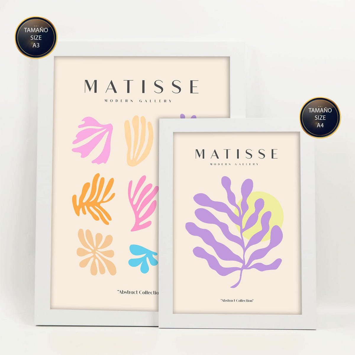 POSTER Set Mit 6 Henri Matisse Vegetation Drucke Des Fauvismus Und Der Abstrakten Kunst Für Innenarchitektur A3 & A4 Weißer Rahmen - Weiß, Papier (29/3cm) - Nacnic