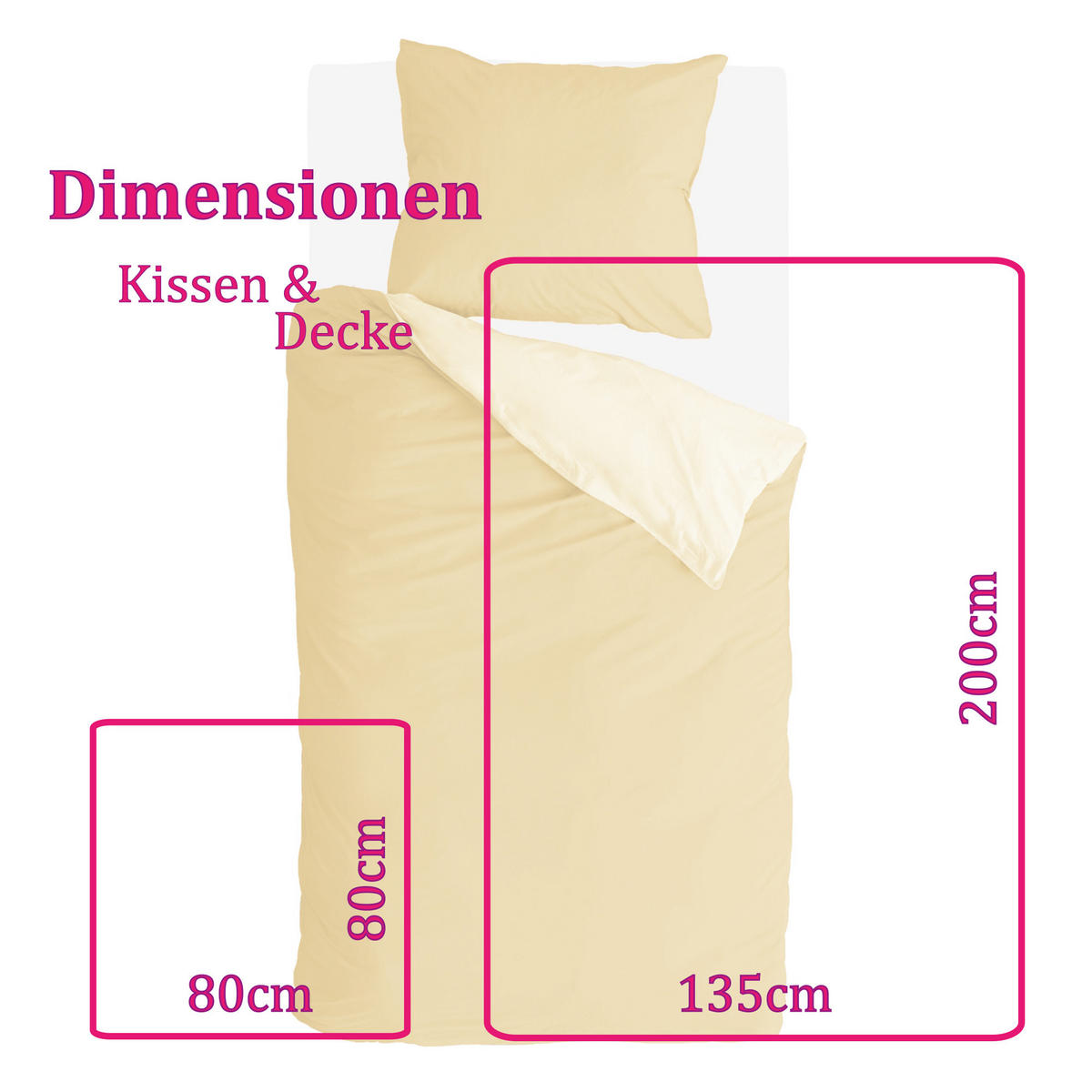 BETTWÄSCHE Byrklund 2-teilig 135x200/80x80cm Side Way Ocher-Yellow/White - Beige/Weiß, Naturmaterialien (135/200cm)