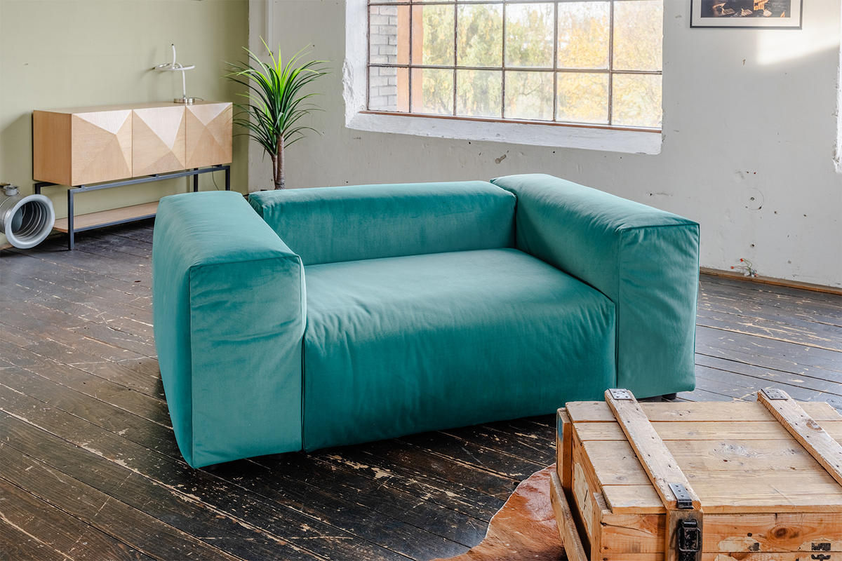 SESSEL MIA Grün Velvet - Schwarz/Grün, Kunststoff/Textil (192/72/120cm) - KAWOLA