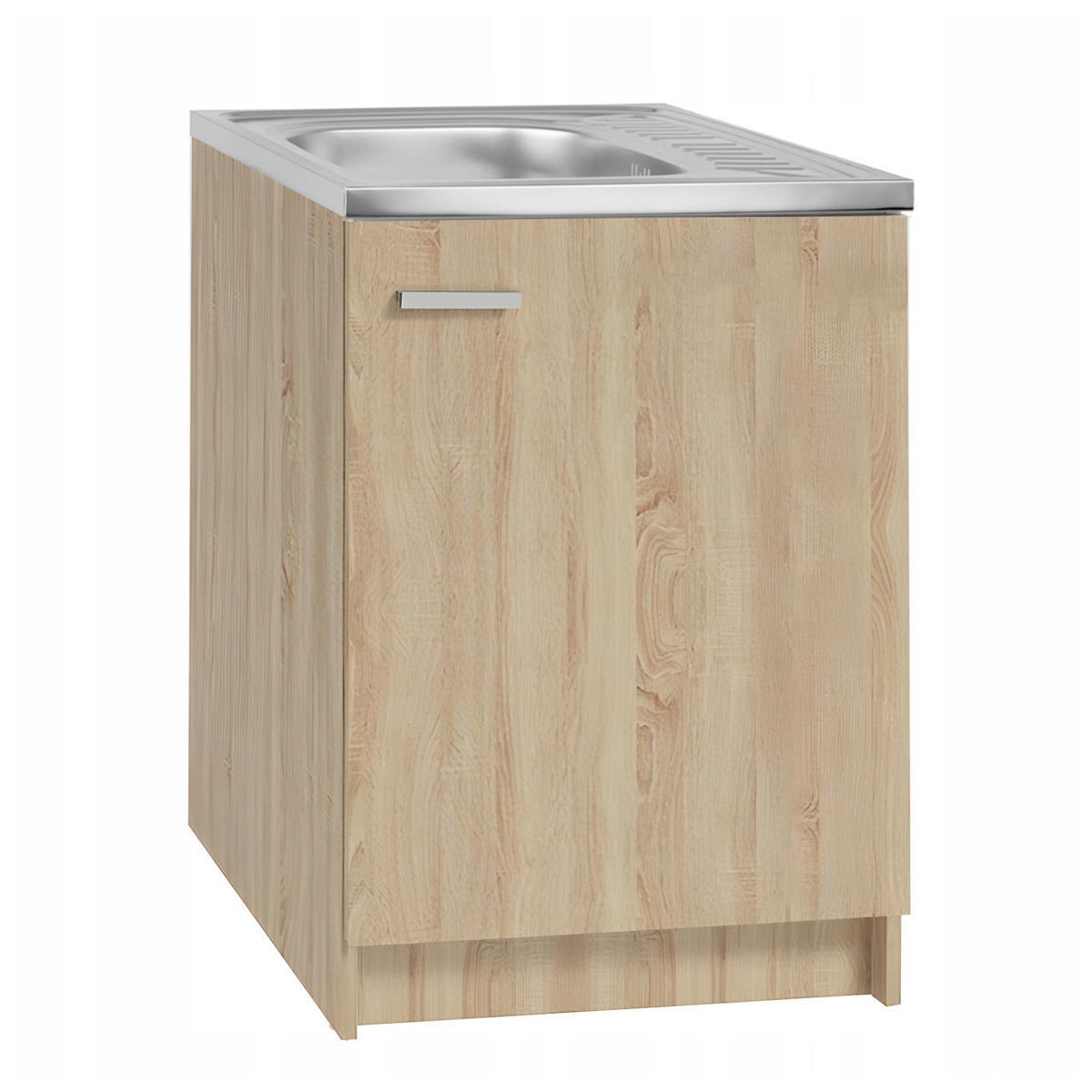 SPÜLUNTERSCHRANK 60cm mit Spüle + Armatur + Siphon Sonoma-Eiche - Sonoma Eiche, Holzwerkstoff (60/82/50cm) - Stamar