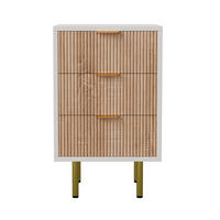 NACHTTISCH Weiß-Holz mit 3 Schubladen (2er Set) - Eichefarben, Holzwerkstoff (40/65/40cm) - SHOPENTRA