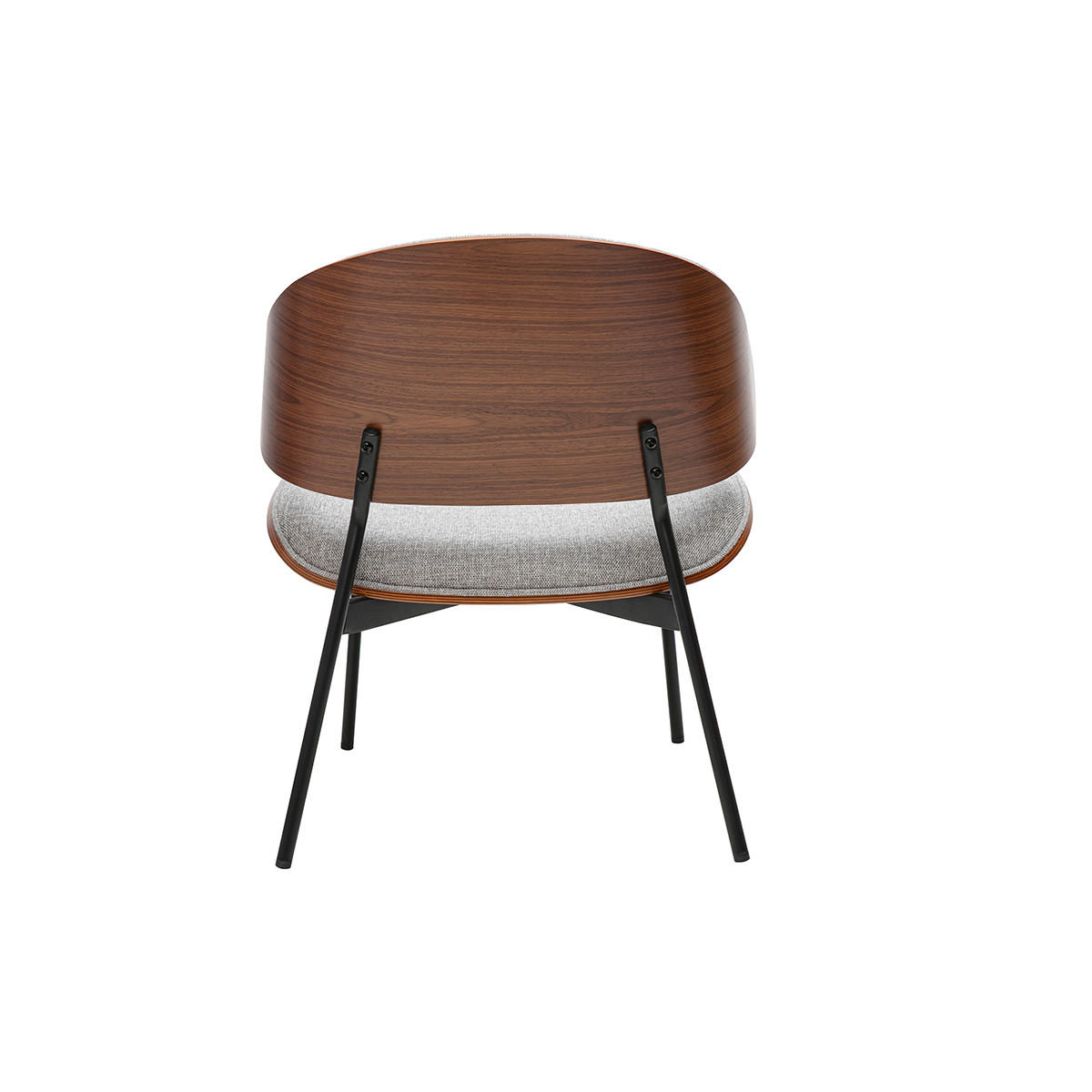 SESSEL in grauem Samteffekt-Stoff, dunklem Holz und schwarzem Metall FABULO - Grau, Textil (65/75/64cm) - Miliboo