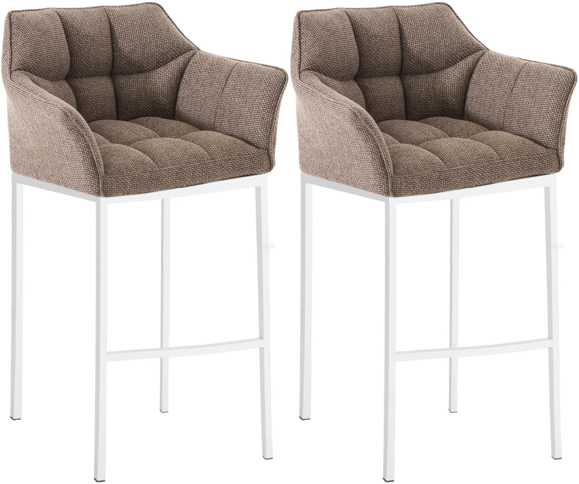 BARHOCKER 2er Set Stoff Terrabraun - Dunkelbraun/Weiß, Textil/Metall (64/110/48cm) - CLP