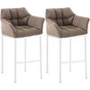 BARHOCKER 2er Set Stoff Terrabraun - Dunkelbraun/Weiß, Textil/Metall (64/110/48cm) - CLP
