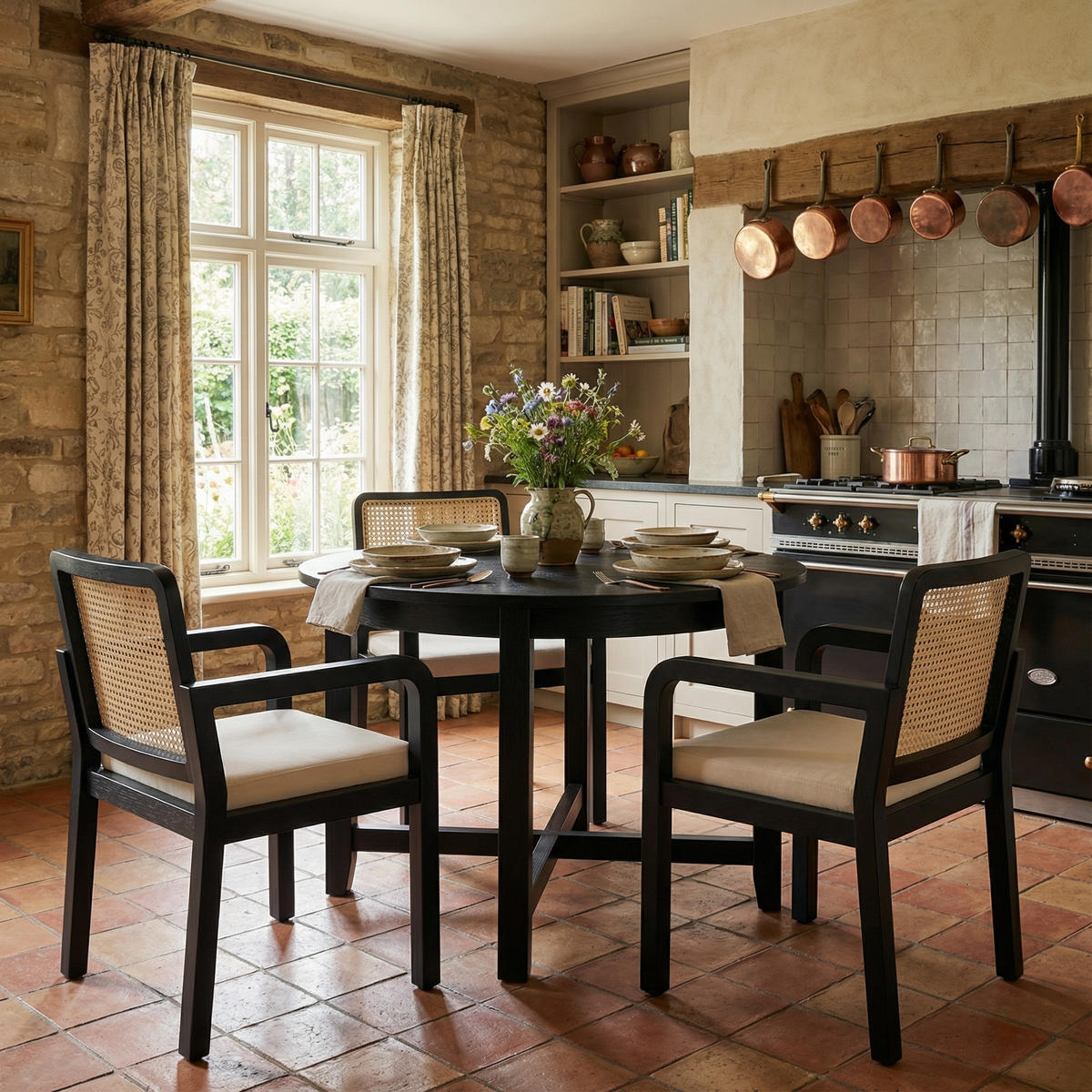 ESSZIMMERSTÜHLE 2er-Set mit Rattan-Rückenlehne - Beige, Holz (56/83/57cm) - Urban Meuble