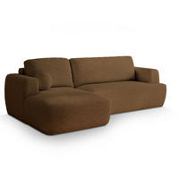 ECKSOFA SENTI N L-S Braun Boucle-Stoff mit Schlaffunktion - Braun, Holz (246/148cm) - MASSENO