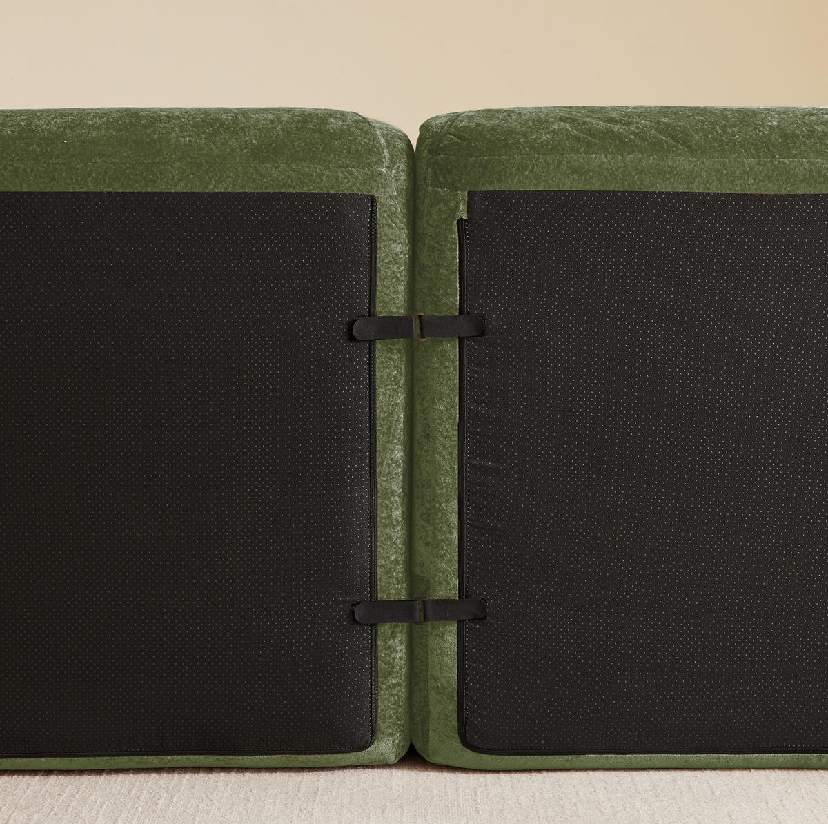 SOFA rahmenlos modular Chenille Grün - Grün, Kunststoff (95/76/281cm) - Meubliv