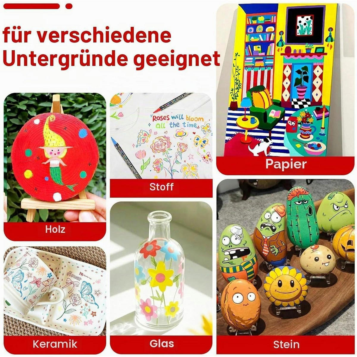 ACRYLSTIFTE 48er Set mit Doppelspitze - Multicolor, Kunststoff (10/8/15cm)