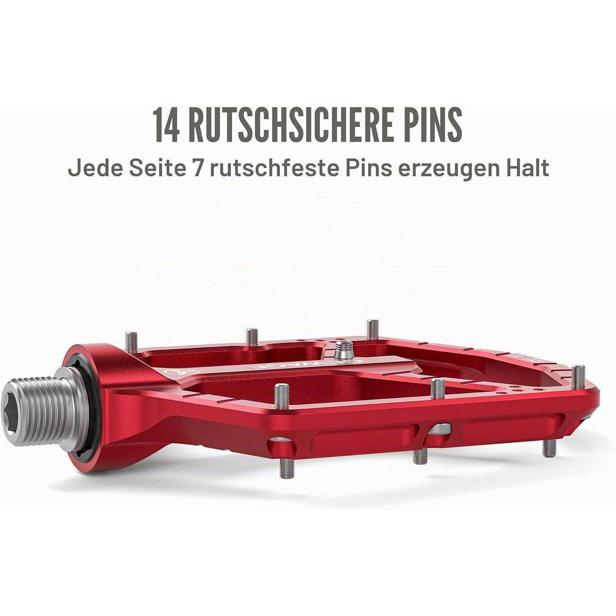 MTB Pedale CNC Aluminium 3-fach-Lagersystem 9/16″ Chromoly Rot - Rot, Metall (10.4/1.5/11cm)