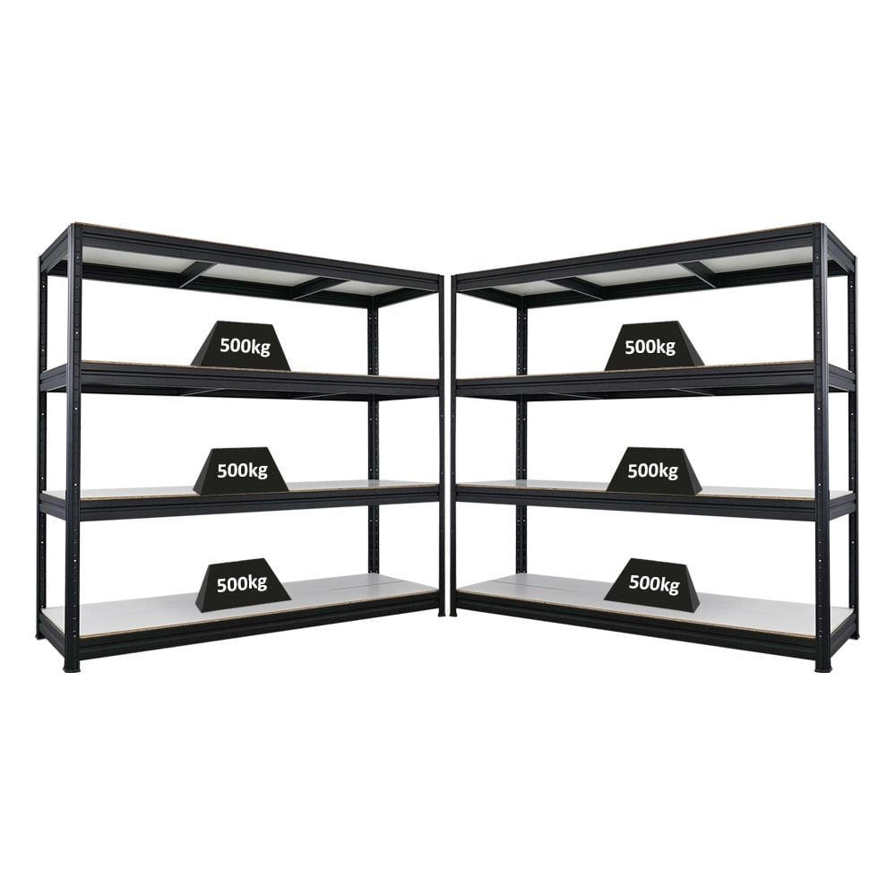 SCHWERLASTREGAL Dino 2er-Set 180x200x60cm Melamin-Ebenen Schwarz - Schwarz, Metall (400/180/60cm) - PROREGAL