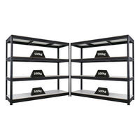 SCHWERLASTREGAL Dino 2er-Set 180x200x60cm Melamin-Ebenen Schwarz - Schwarz, Metall (400/180/60cm) - PROREGAL