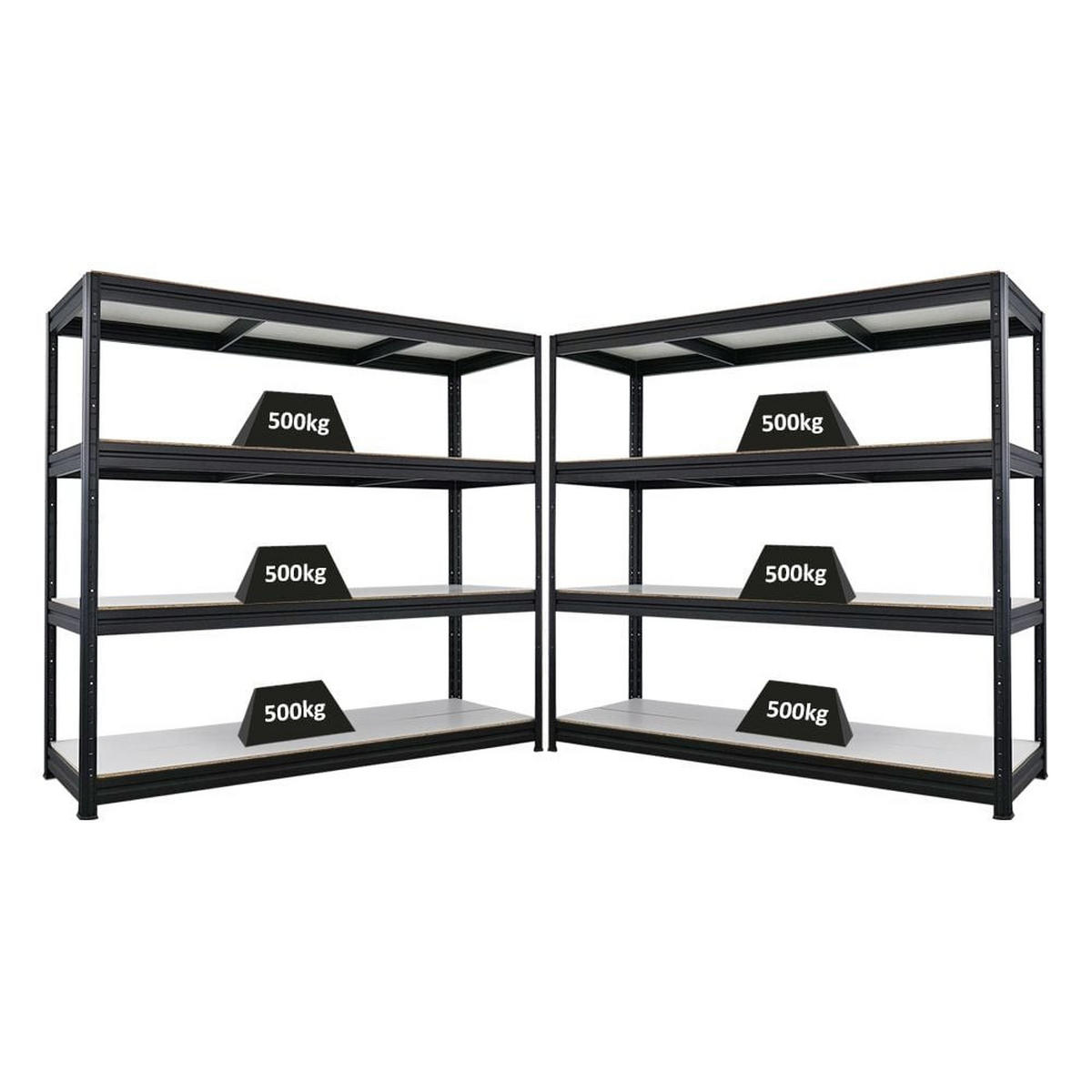 SCHWERLASTREGAL Dino 2er-Set 180x200x60cm Melamin-Ebenen Schwarz - Schwarz, Metall (400/180/60cm) - PROREGAL