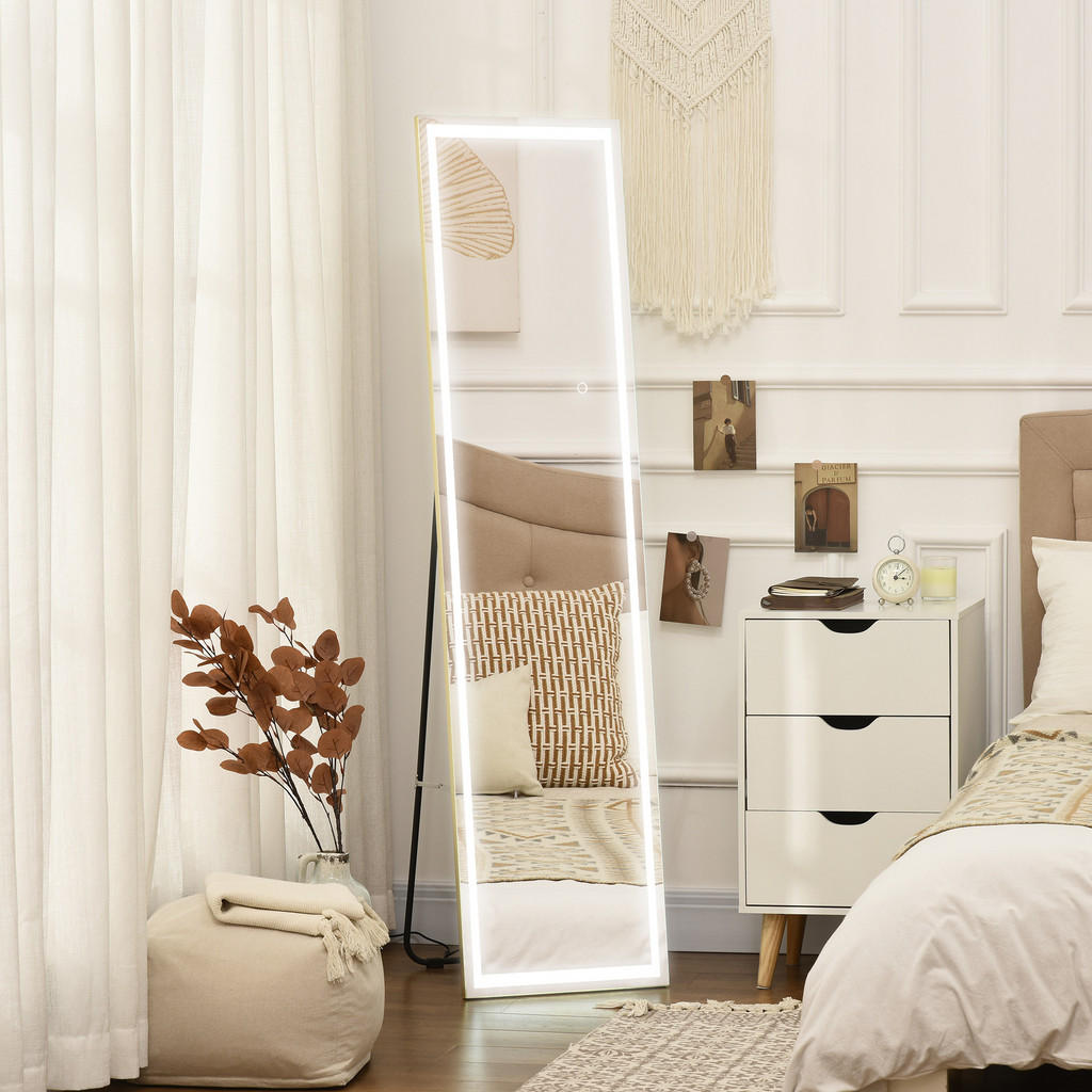 Thumbnail - Homcom 2, Silber, Glas, 37x156.5x40 cm, Spiegel, Standspiegel