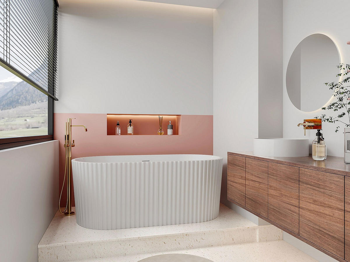 FREISTEHENDE Badewanne - 1 Person - acryl - weiß Aliena - Weiß, Kunststoff (150/58/75cm) - Vente-Unique