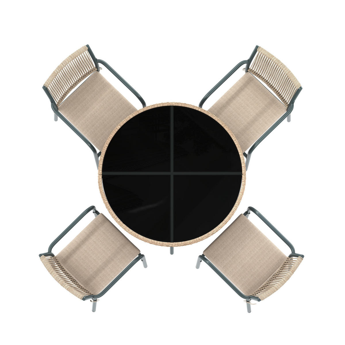 GARTENSETS aus Eisen, Polyester & Sicherheitsglas 110x110x74 cm in Beige - Beige, Metall - Modfu