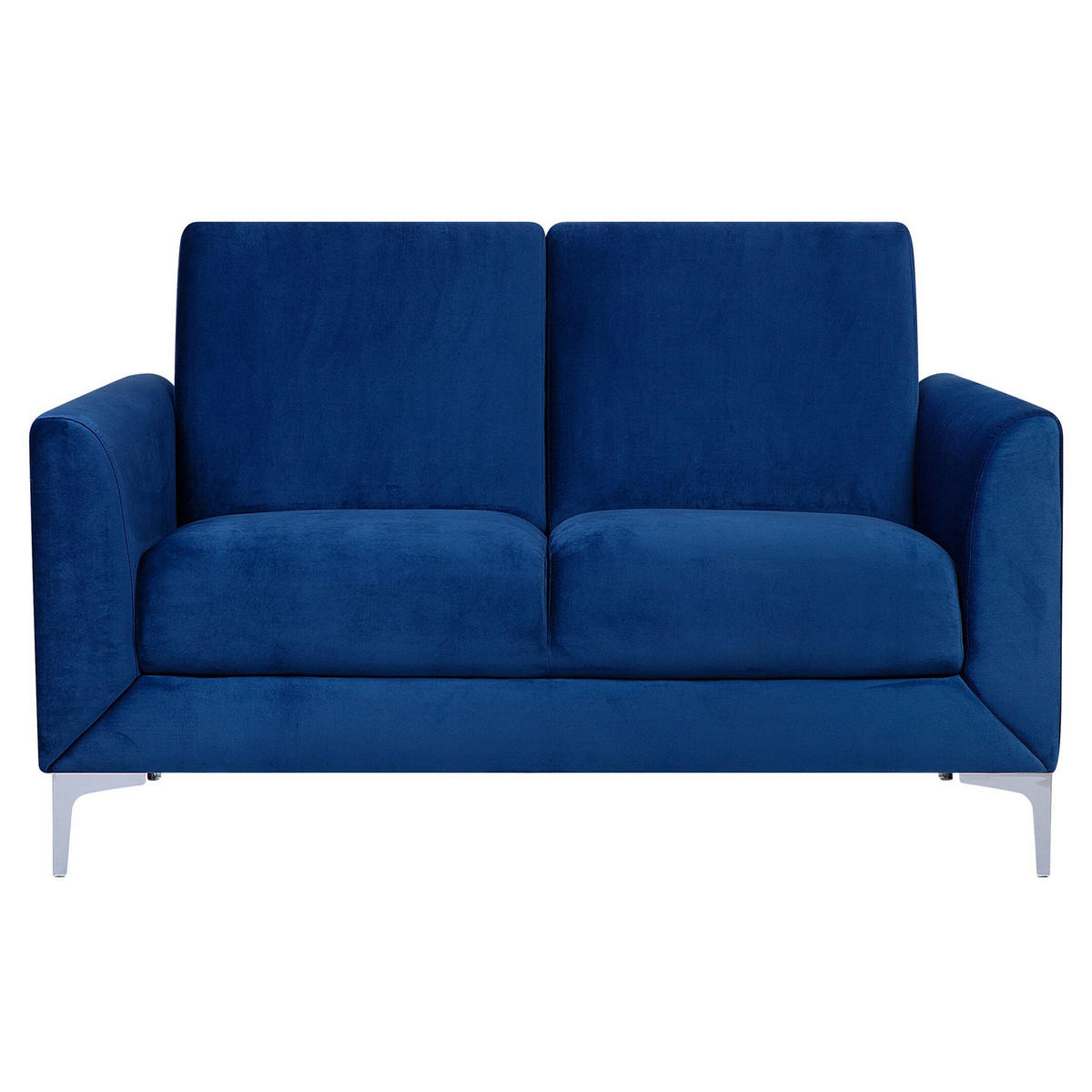 2-SITZER-SOFA Samtstoff Marineblau Fenes - Hellblau, Textil (142/90/75cm) - Beliani