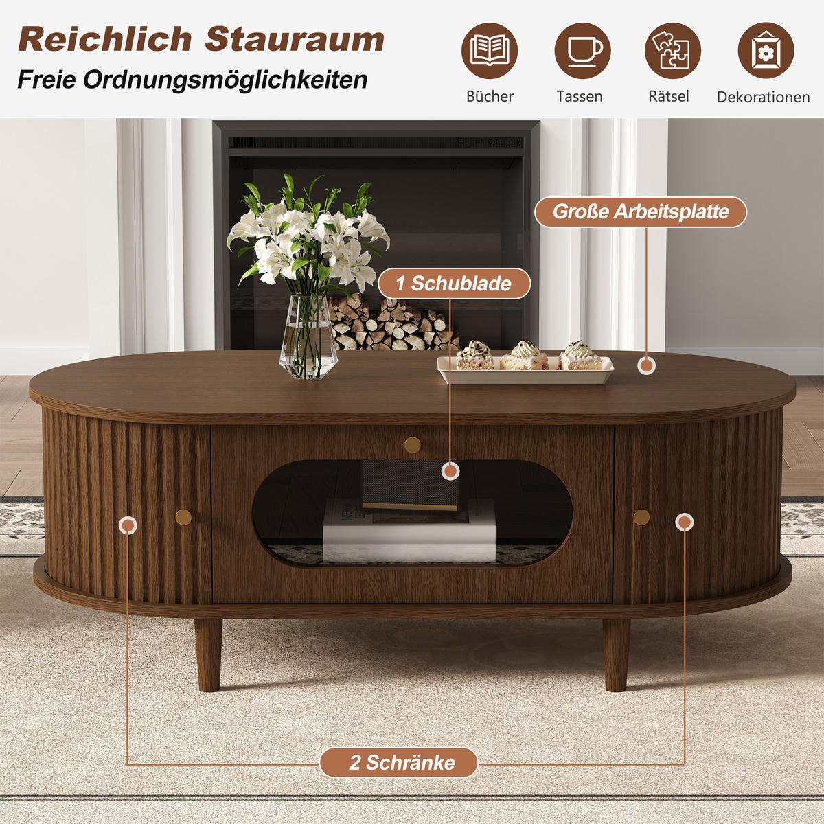 COUCHTISCH Walnuss - Braun, Holzwerkstoff (100/50/36cm)