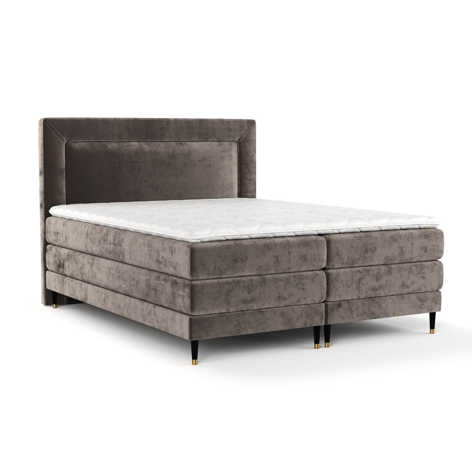 BOXSPRINGBETT Madame Braun 160/200 cm mit Matratzen und Topper - Schwarz/Braun, Holz/Holzwerkstoff (160/200cm) - Maison de Reve