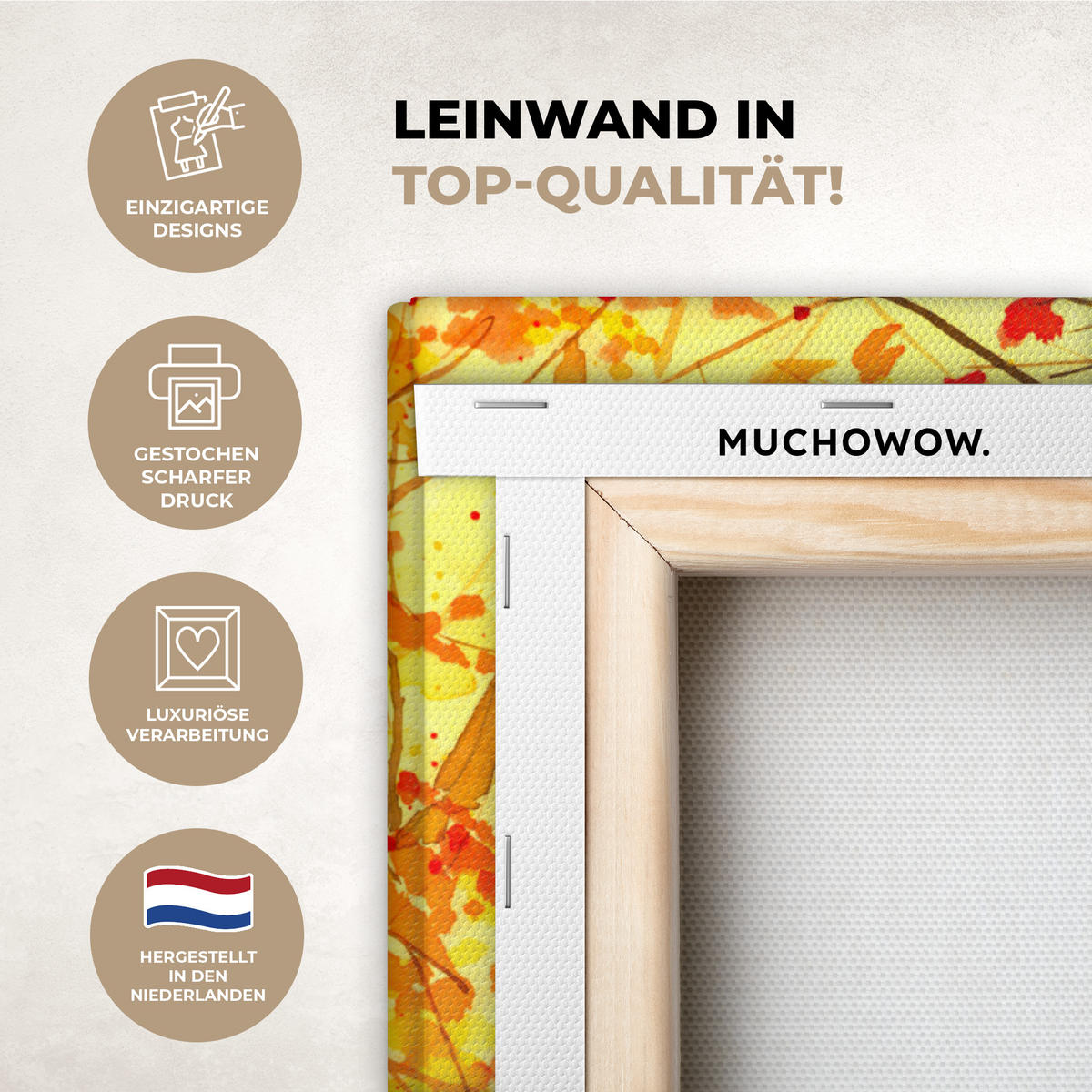 LEINWANDBILD Natur - Ölfarbe - Hirsche - Tiere - Herbst - Orange 60x80 cm - Orange, Textil (60/80cm) - MuchoWow