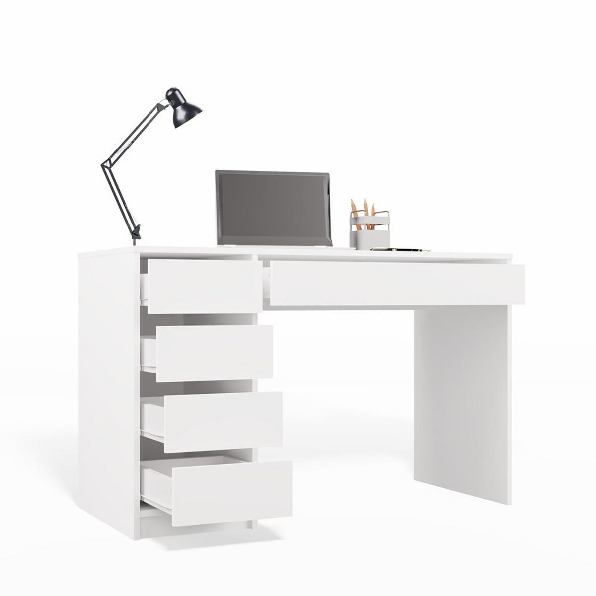 SCHREIBTISCH Weiß 120/77/55 - Weiß, Holzwerkstoff (55/120/77cm) - RAUMHIRSCH FURNITURE