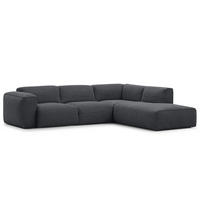 3-SITZER ECKSOFA mit Recamiere - Schwarz/Grau, Textil (295/231cm) - home24