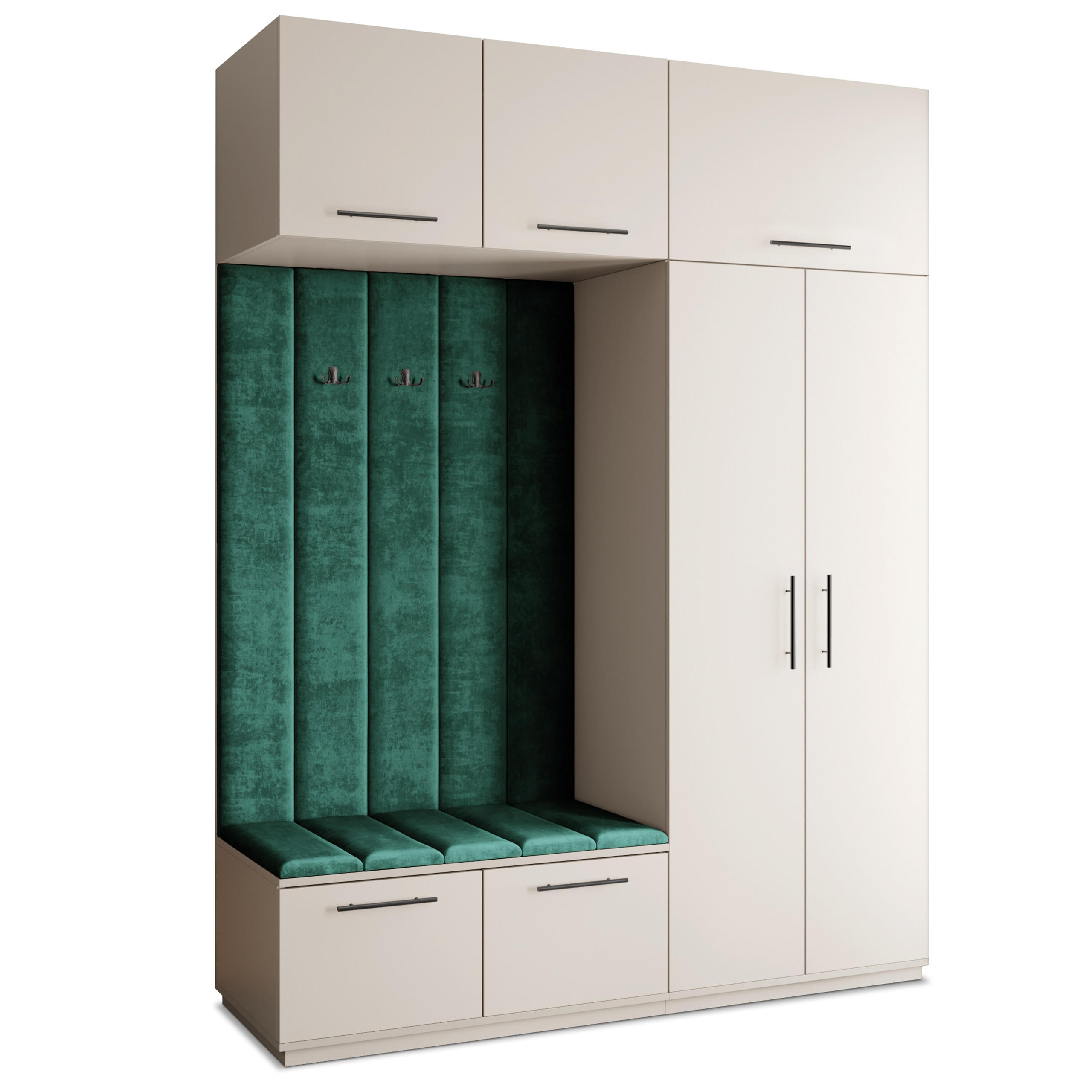 GARDEROBENSCHRANK REMA 180/240/60 cm Modern Garderobe-Set Kaschmir - Kaschmir/Grün, Holzwerkstoff (180/240/60cm) - MASSENO