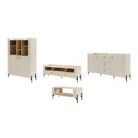 MÖBELSET SOVI A+ 4-teilig in Macadamia / Eiche Mavelie - Eichefarben/Beige, Holzwerkstoff (440/151/82cm) - Deine Möbel 24