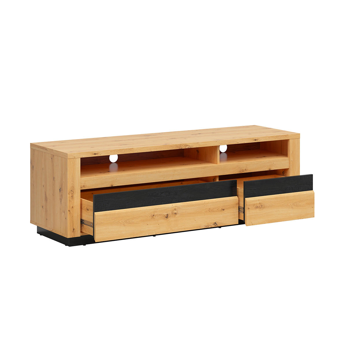 TV-MÖBEL Glenn Holz und Schwarz - Schwarz, Holzwerkstoff (161/53/48cm) - Petits-meubles