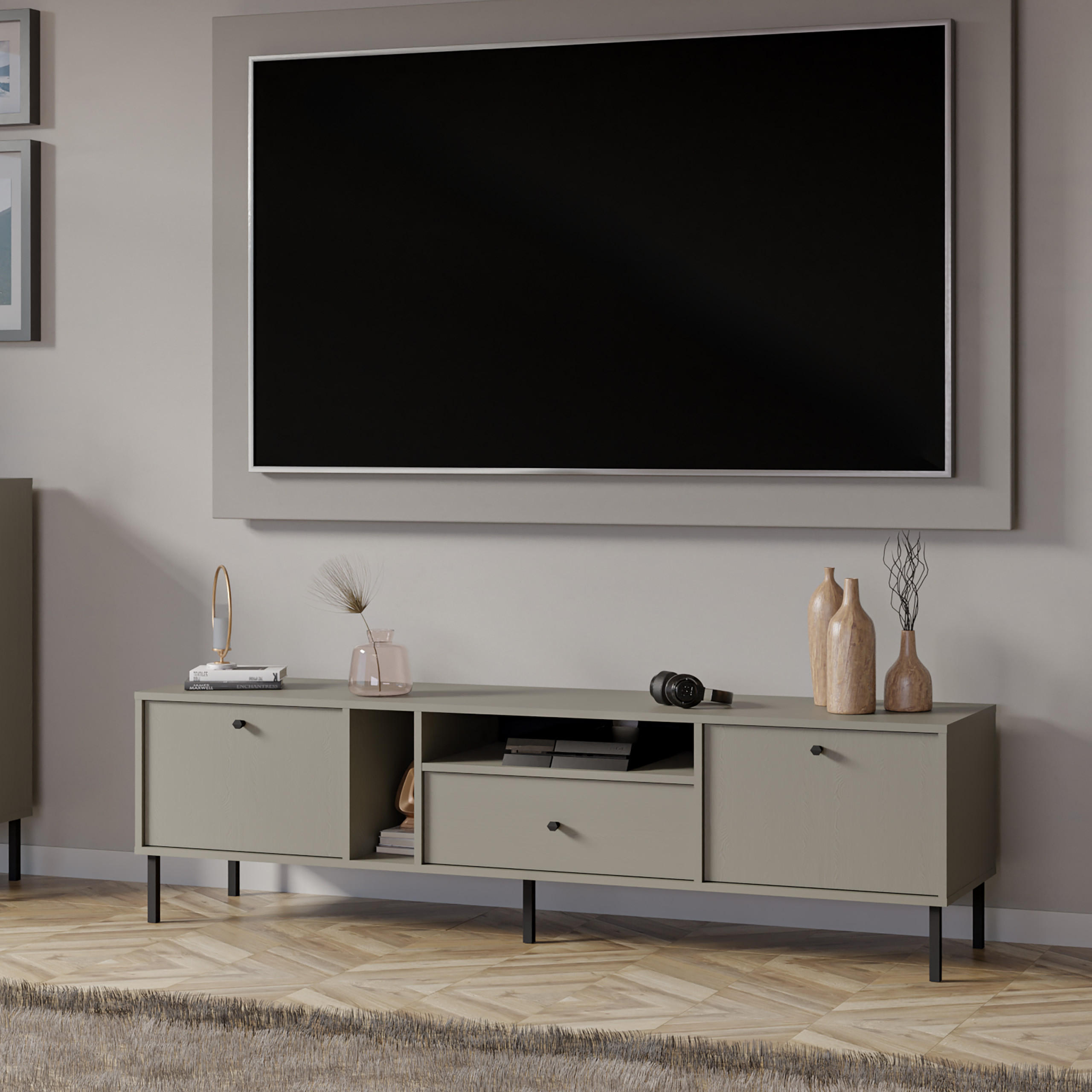 LOWBOARD TORINO 180x40,8x50 cm mit 1 Schubladen und 2 Türen Hellgrün - Hellgrün, Holzwerkstoff (180/50/40.8cm) - MASSENO