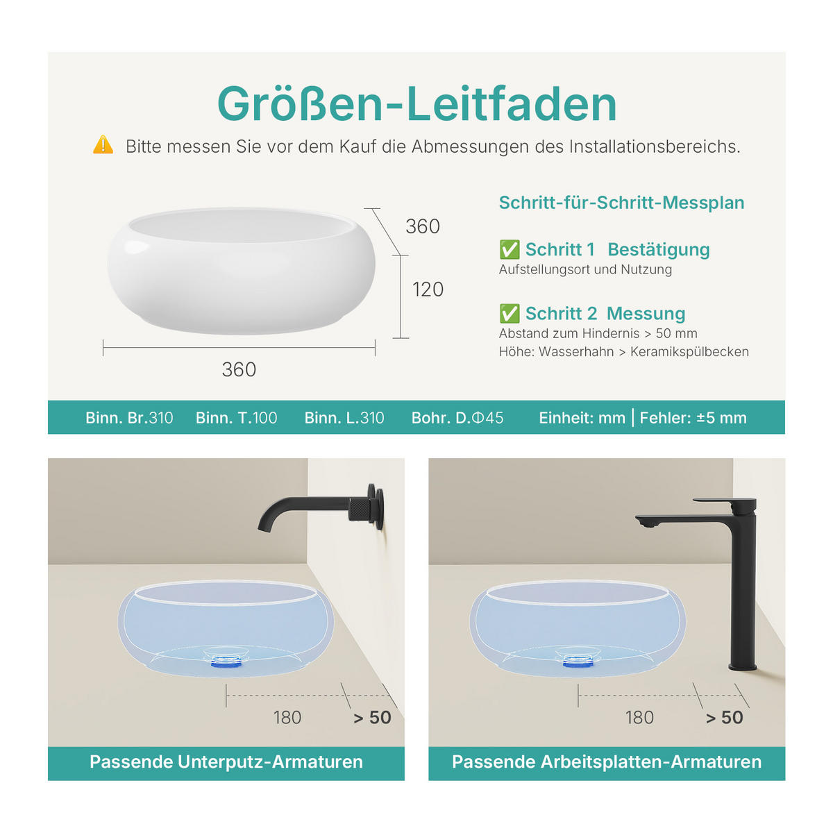 WASCHBECKEN mit pflegeleichter Oberfläche Weiß 61 / 38 / 15 cm - Weiß Hochglanz, Keramik (38/15/61cm) - EMKE