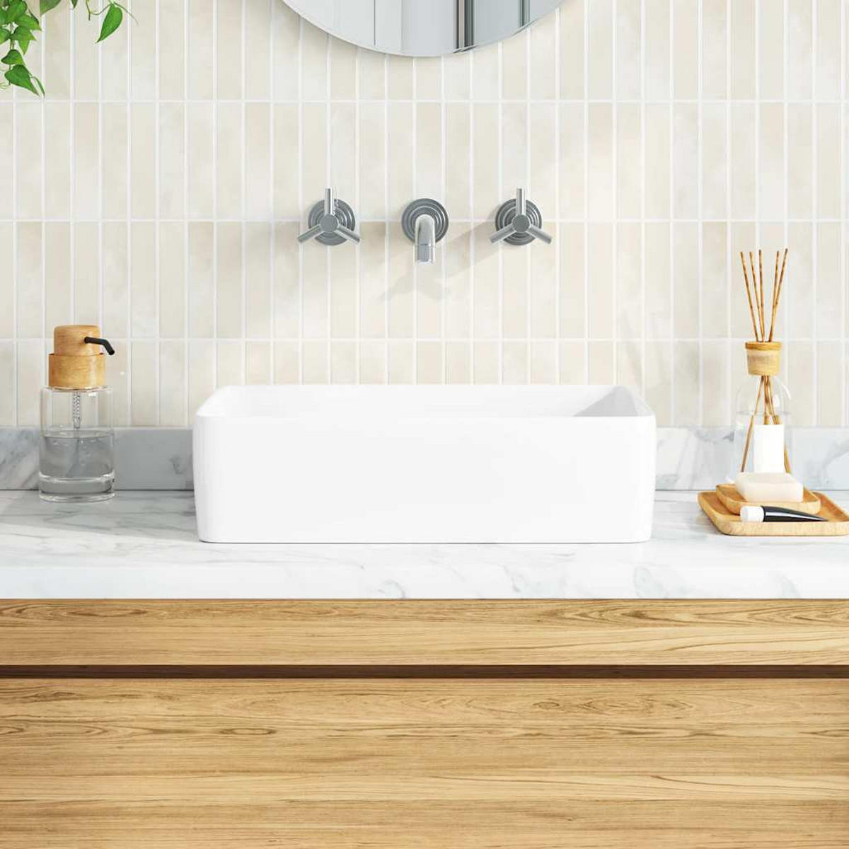 WASCHBECKEN Rechteckig 48/37/13 cm aus Keramik Weiß - Weiß, Keramik (48/13/37cm) - vidaXL