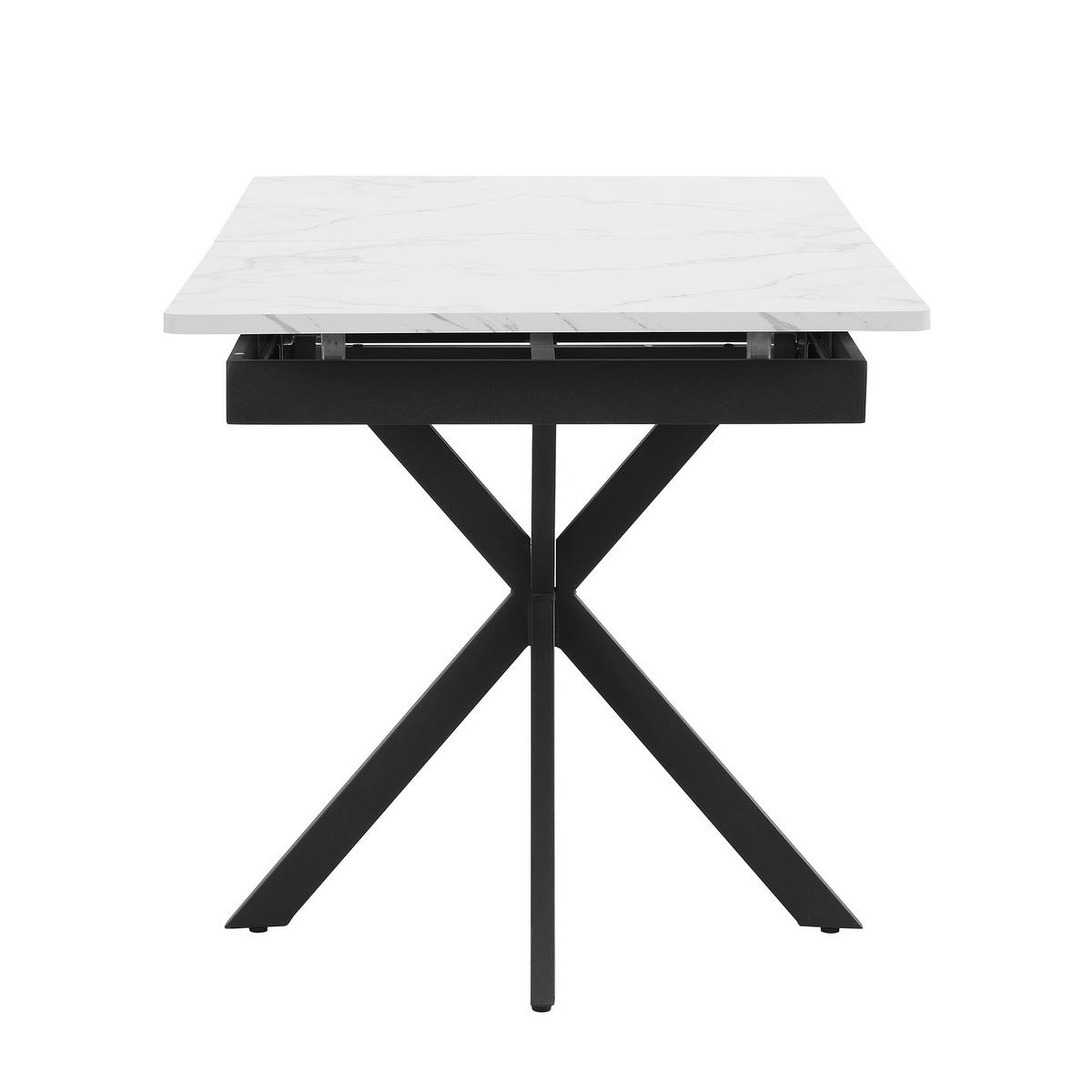 ESSTISCH Weiß und Schwarz 150-180/70/76 cm - Weiß, Holzwerkstoff (180/70/76cm) - Urban Meuble