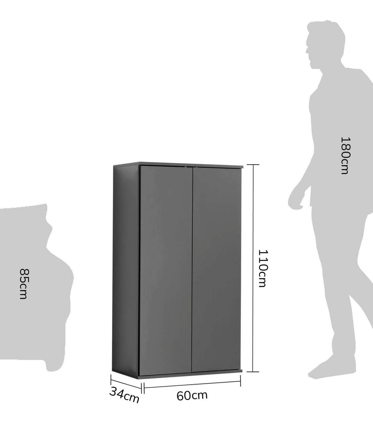 MEHRZWECKSCHRANK Der Schlanke - Schwarz, Holzwerkstoff (60/110/34cm) - Mokebo