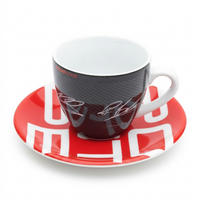ESPRESSOTASSE Set WAP0504200F Porzellan Schwarz mit Untertasse - Hellrot/Schwarz, Keramik (0.08L) - Porsche