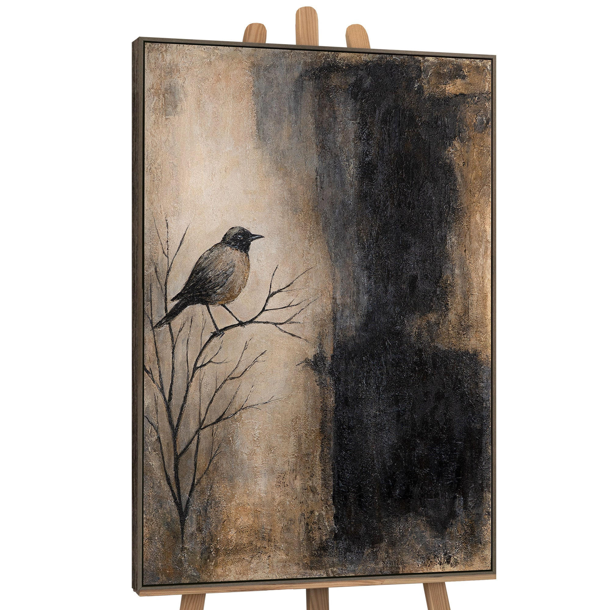 GEMÄLDE Ast und Schatten Schattenfugenrahmen Grau 120x80 cm - Grau, Holz (120/80cm) - YS-art gallery