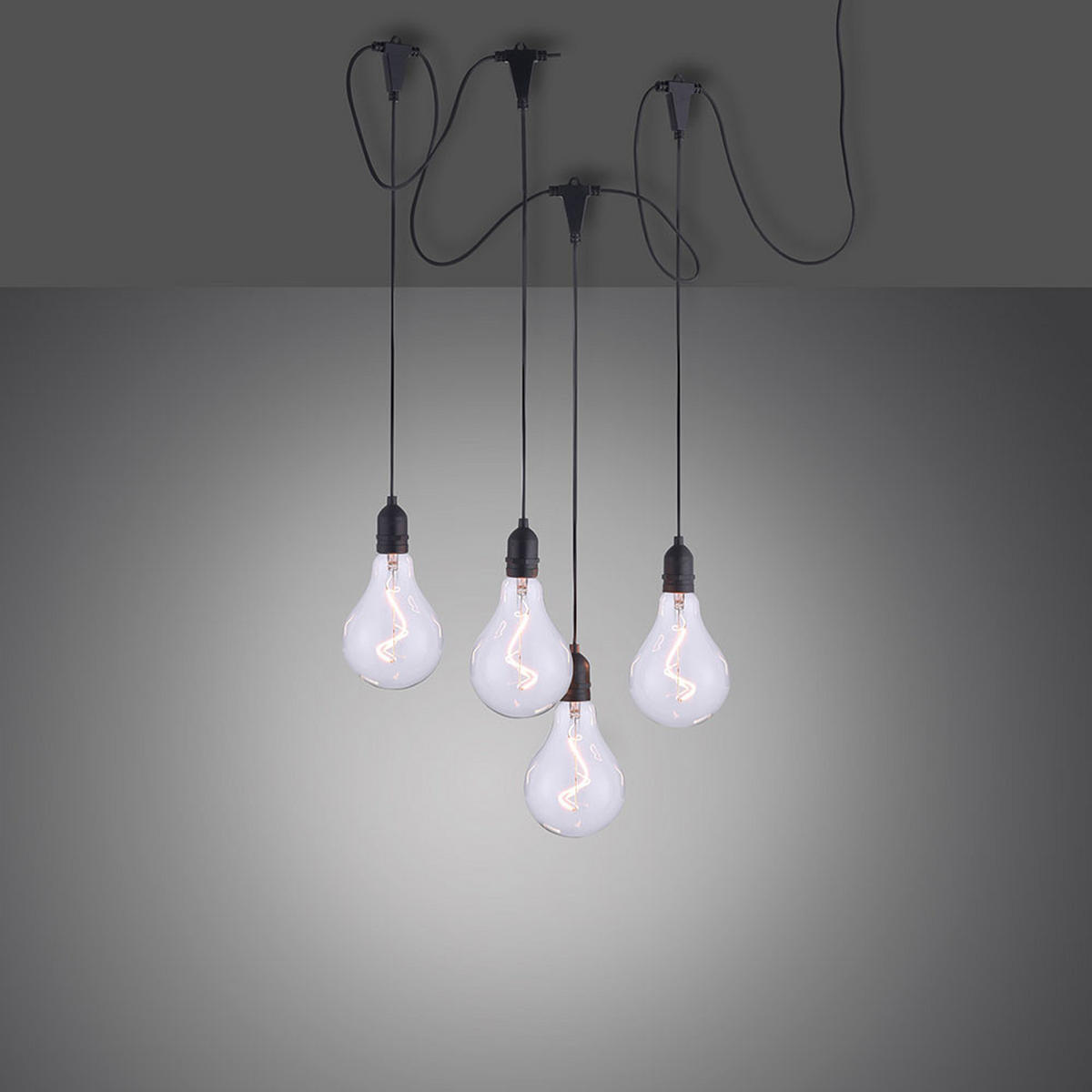 LED AUSSENHÄNGELEUCHTE Schwarz 4-Flammig - Schwarz, Kunststoff (150/11/50cm)